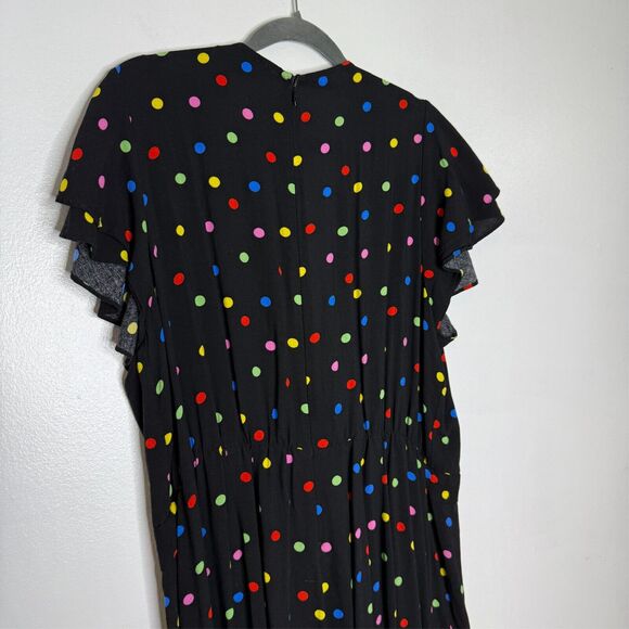 Eloquii 16 Black Polka Dot Wide Leg Jumpsuit Retro 70s Vibes Statement Piece - Picture 6 of 8